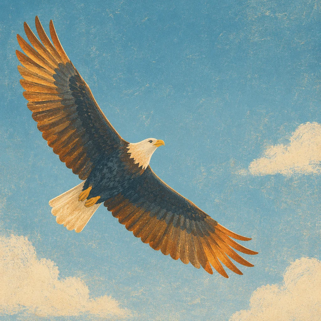 Eagle Soaring in Peaceful Open Sky