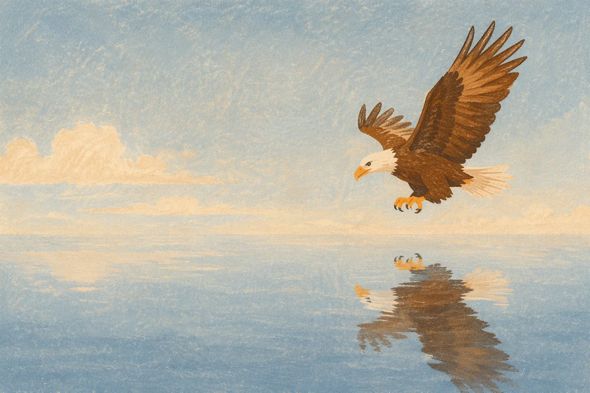 Majestic Eagle Soaring Over Calm Waters