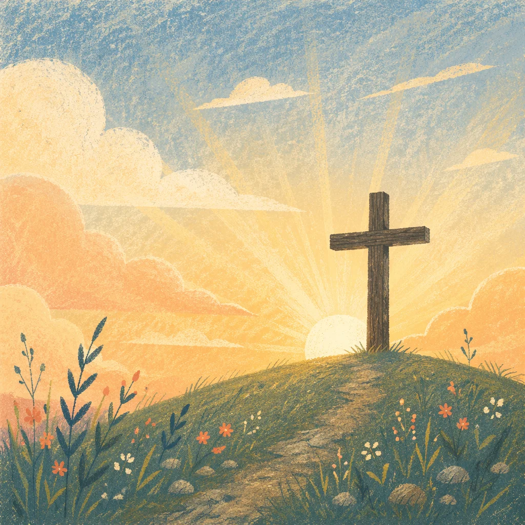 Sunrise Cross Background with Hopeful Light