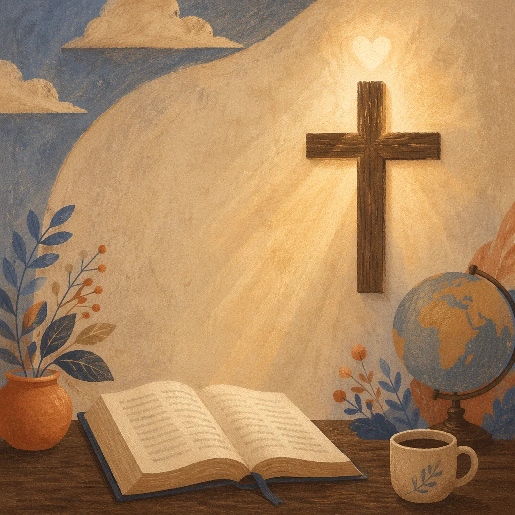 Wooden Cross in Morning Light Background