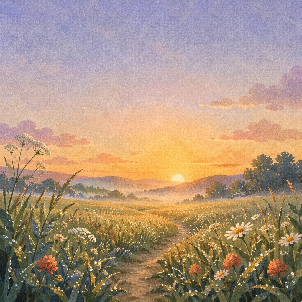 New Morning Mercies Sunrise Meadow Background