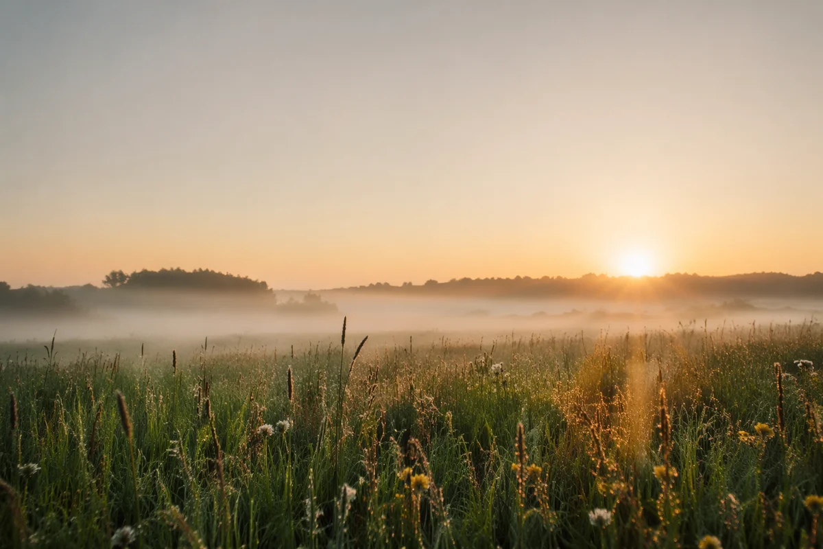 Quiet Morning Mercies Sunrise Meadow Background
