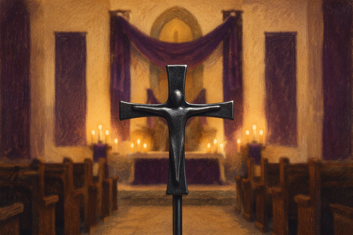 Dark Metal Cross in Purple Chapel