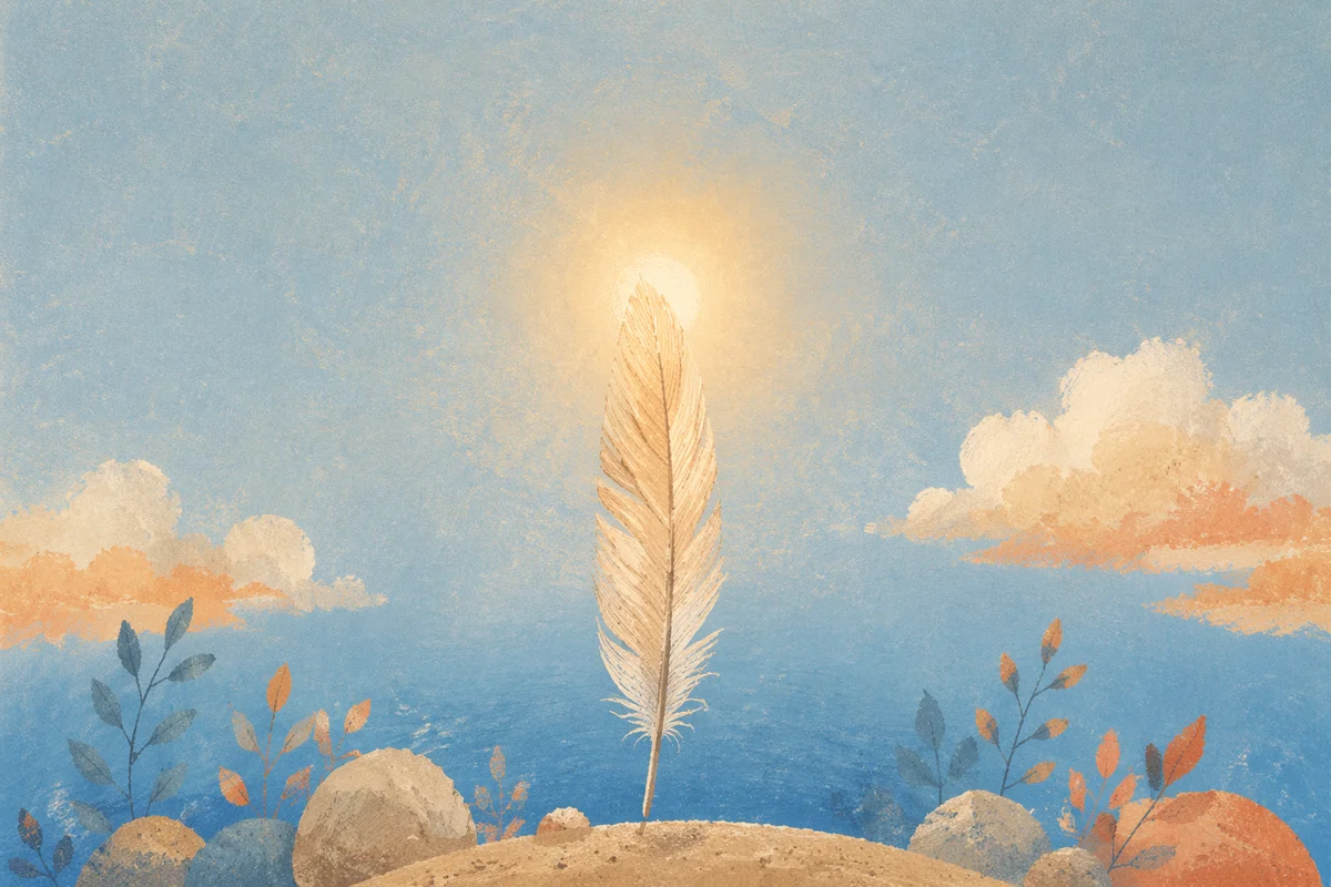 Delicate Feather Against Calming Blue Sky