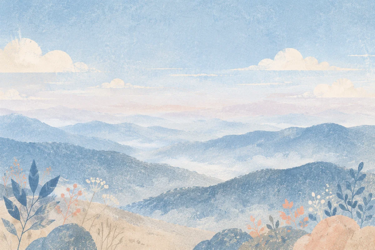 Calming Light Blue Mountain Mist Background