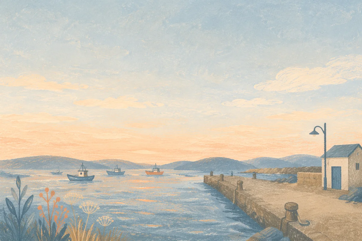 Calming Light Blue Coastal Harbor Background