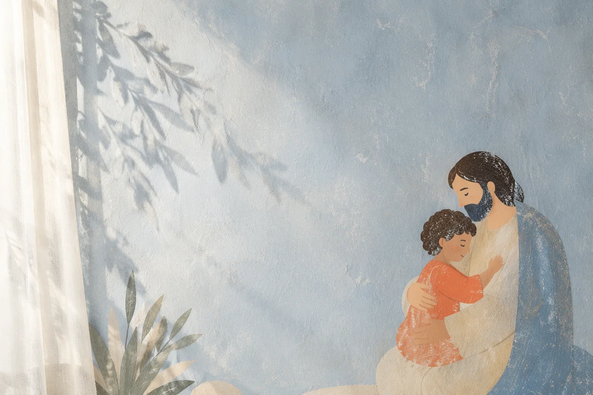 Soft Light Blue Limewash Wall Background