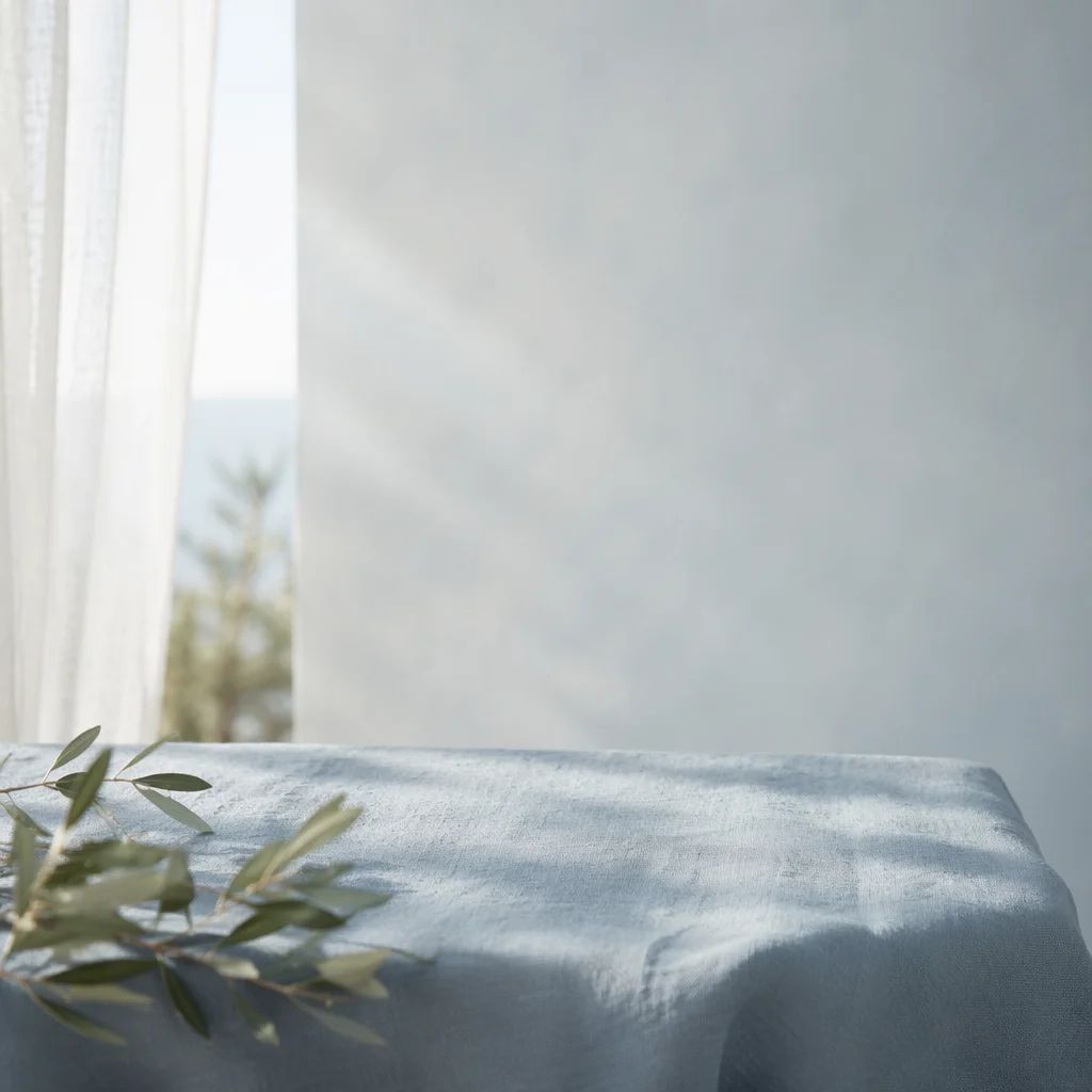 Soft Blue Linen by Window Light