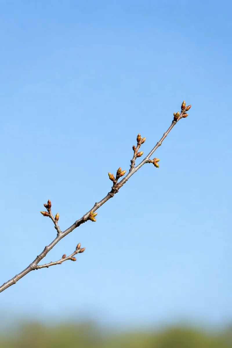 Calming Spring Branch on Light Blue Sky
