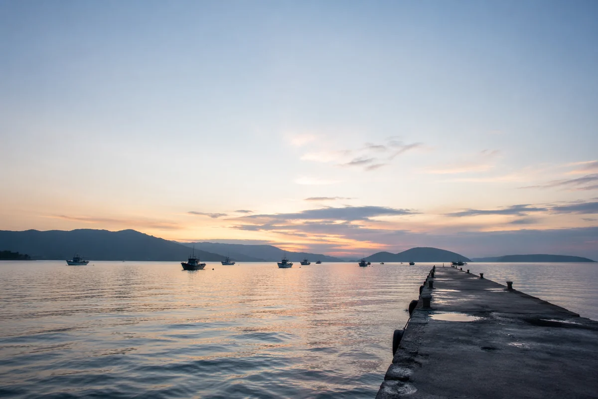 Calming Blue Hour Harbor Background