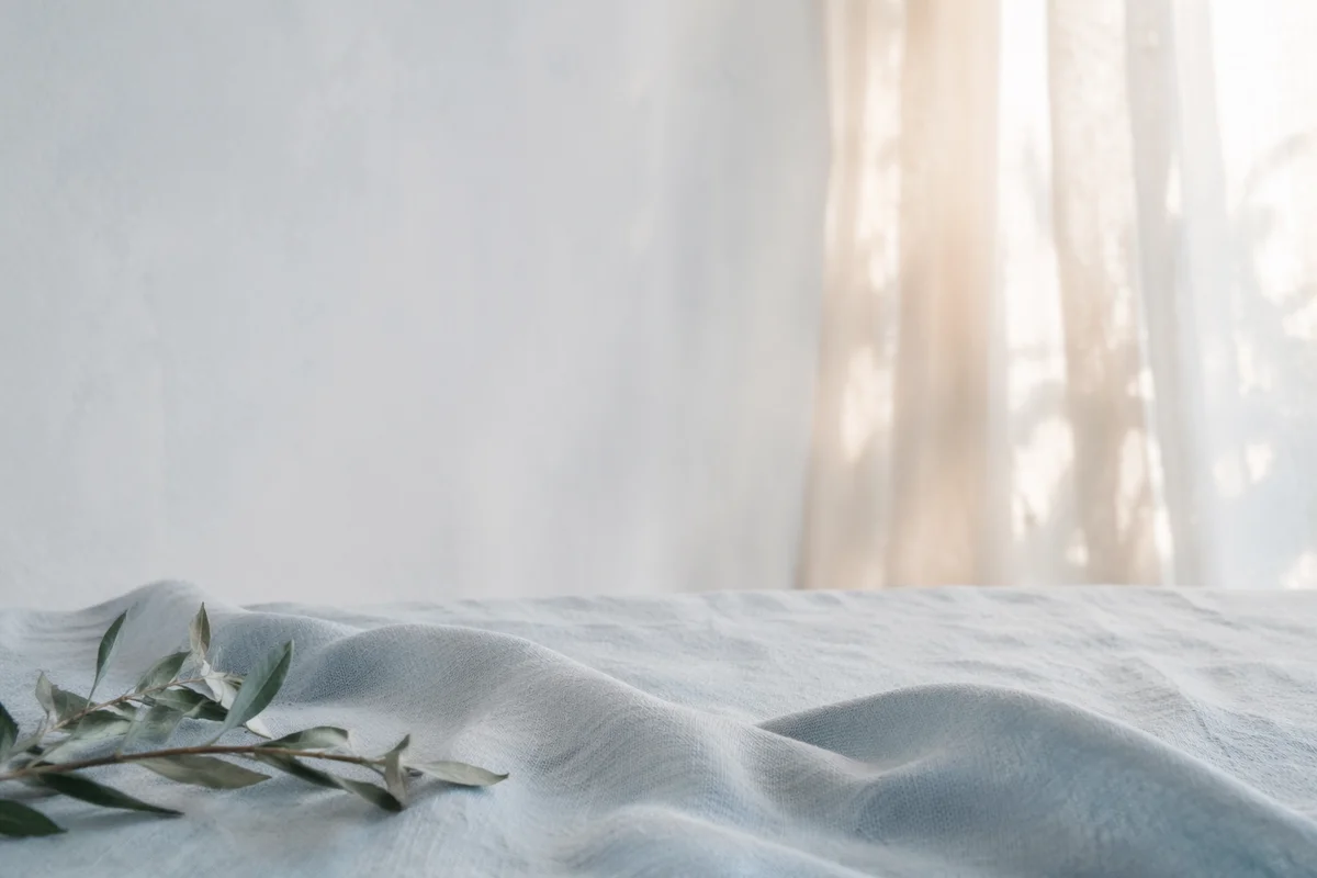 Soft Blue Linen by Window Light