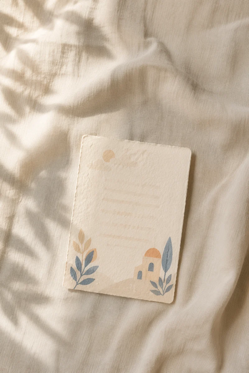 Cream Verse Card on Linen Background