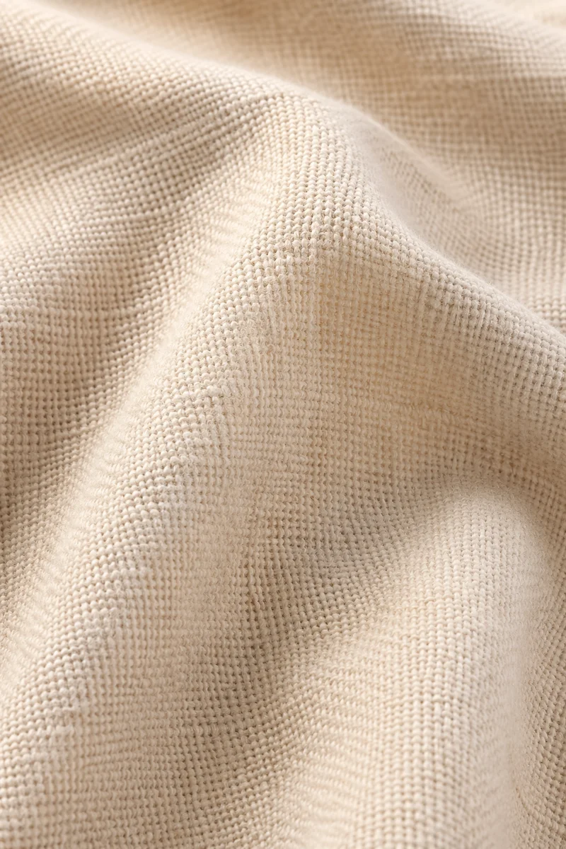 Neutral Cream Linen Fabric Texture Background
