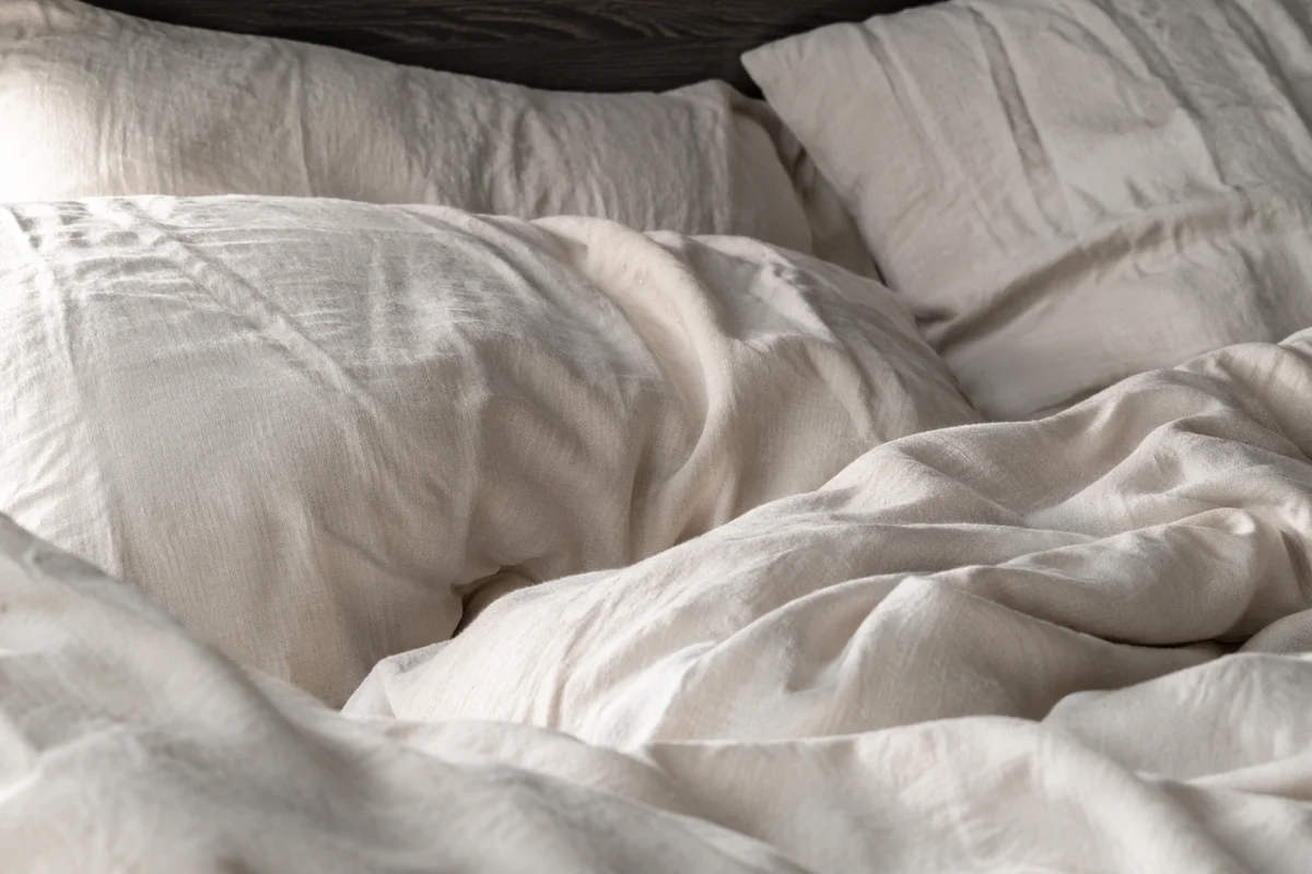 Neutral Cream Linen Bedding Texture Background