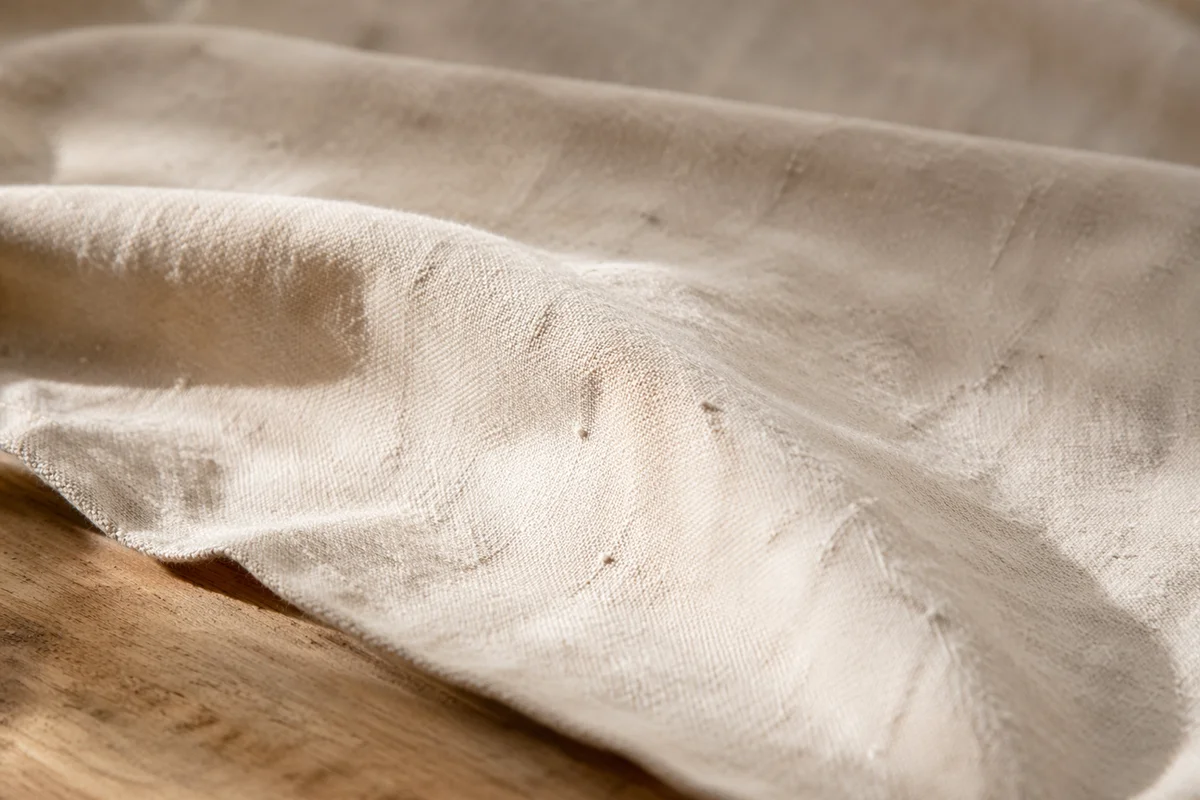 Neutral Cream Linen Fabric Texture Background