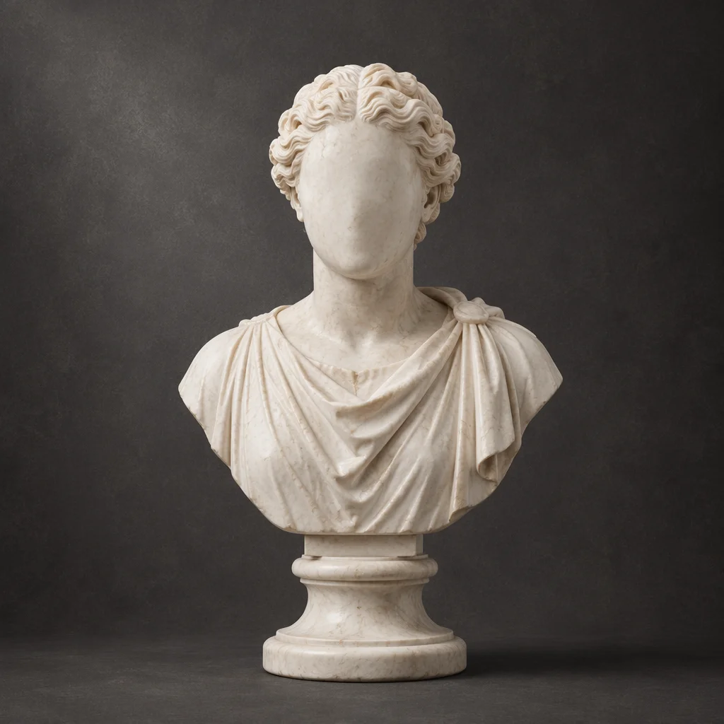 White Marble Bust on Charcoal Background
