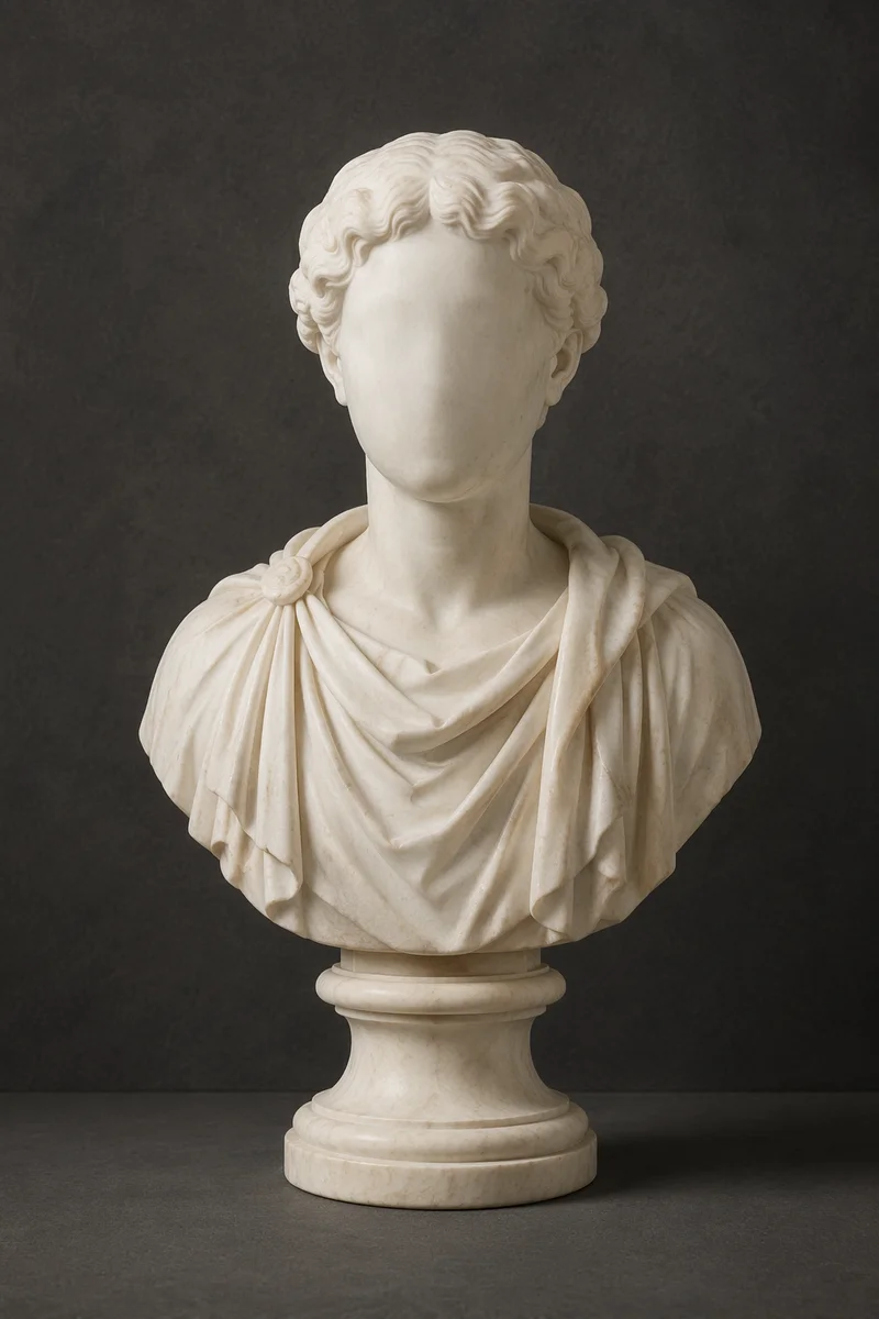 White Marble Bust on Charcoal Background
