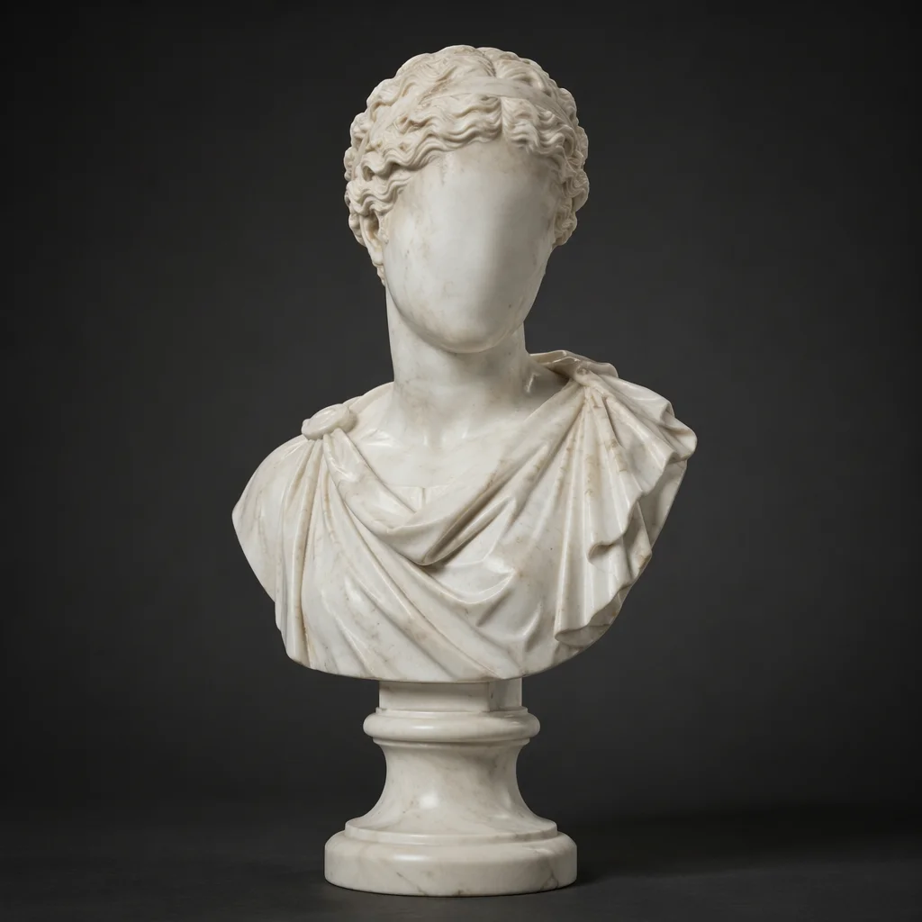 White Marble Bust on Charcoal Background