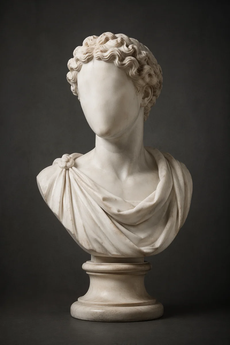 White Marble Bust on Charcoal Background