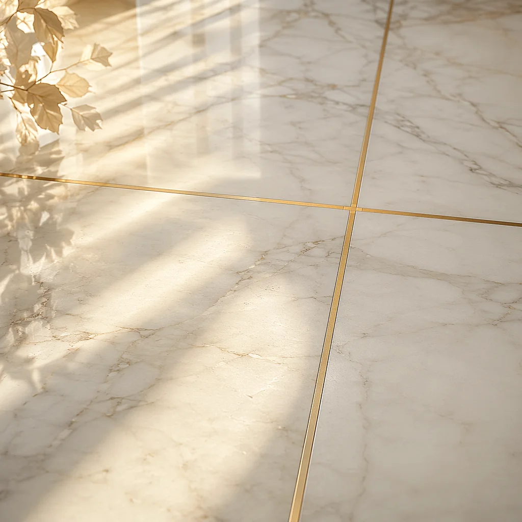 White Marble Background with Gold Cross Accent