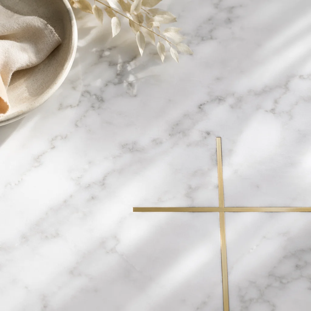 Luxury White Marble Background with Gold Cross