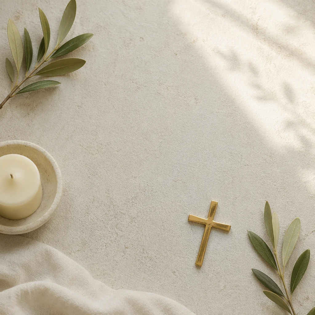 White Marble Christian Background with Gold Cross