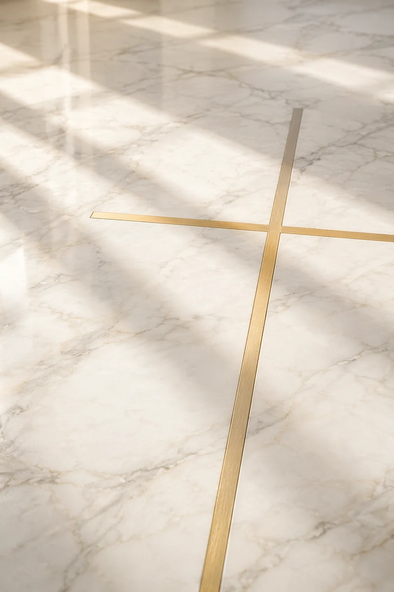 White Marble Background with Gold Cross Accent