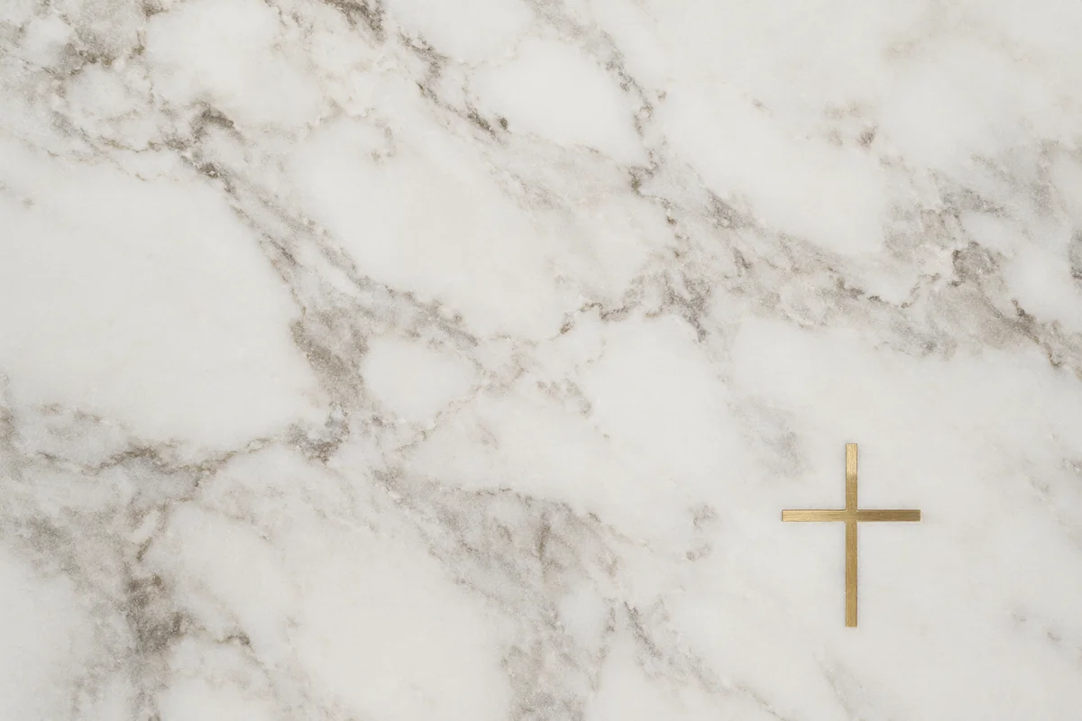 White Marble Background with Gold Cross