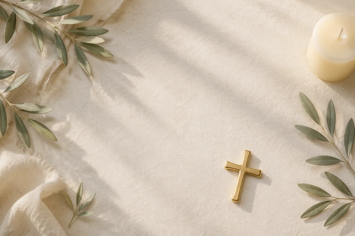 White Marble Background with Gold Cross
