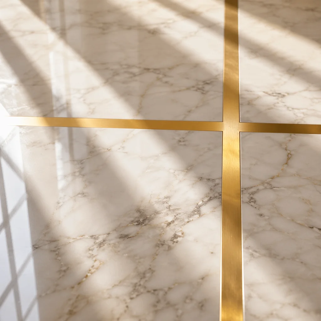 White Marble Background with Gold Cross Accent