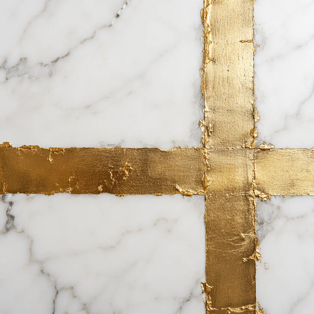 White Marble Background with Gold Cross