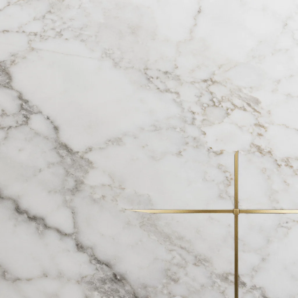 White Marble Background With Gold Cross