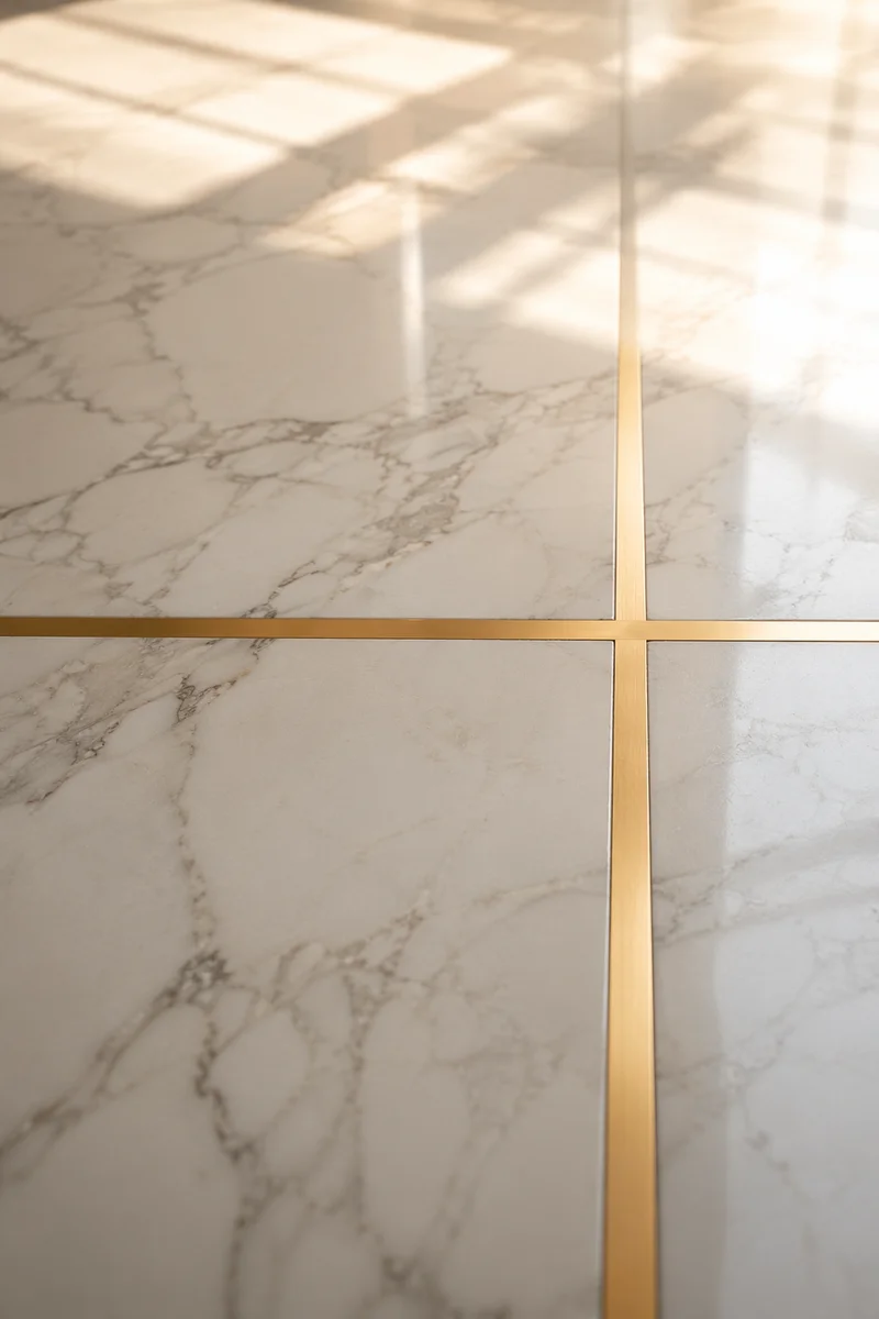 White Marble Background with Gold Cross Accent