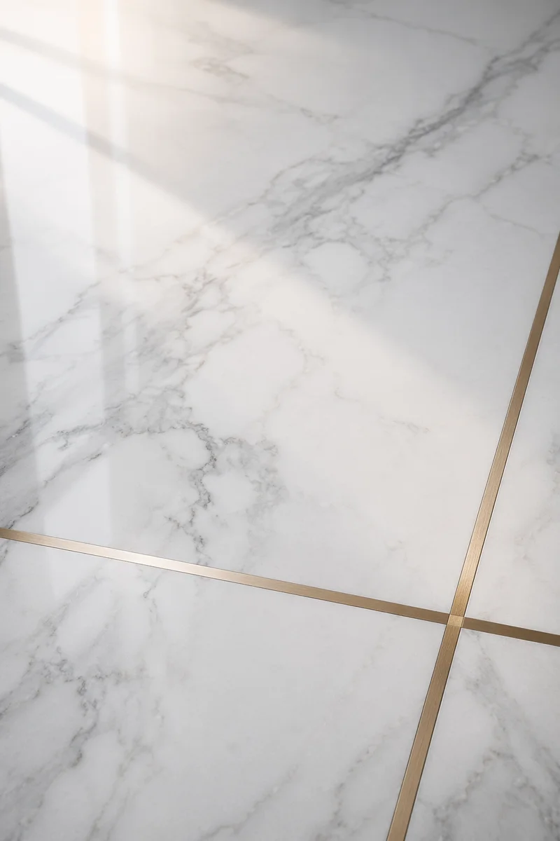 White Marble Background with Gold Cross Accent