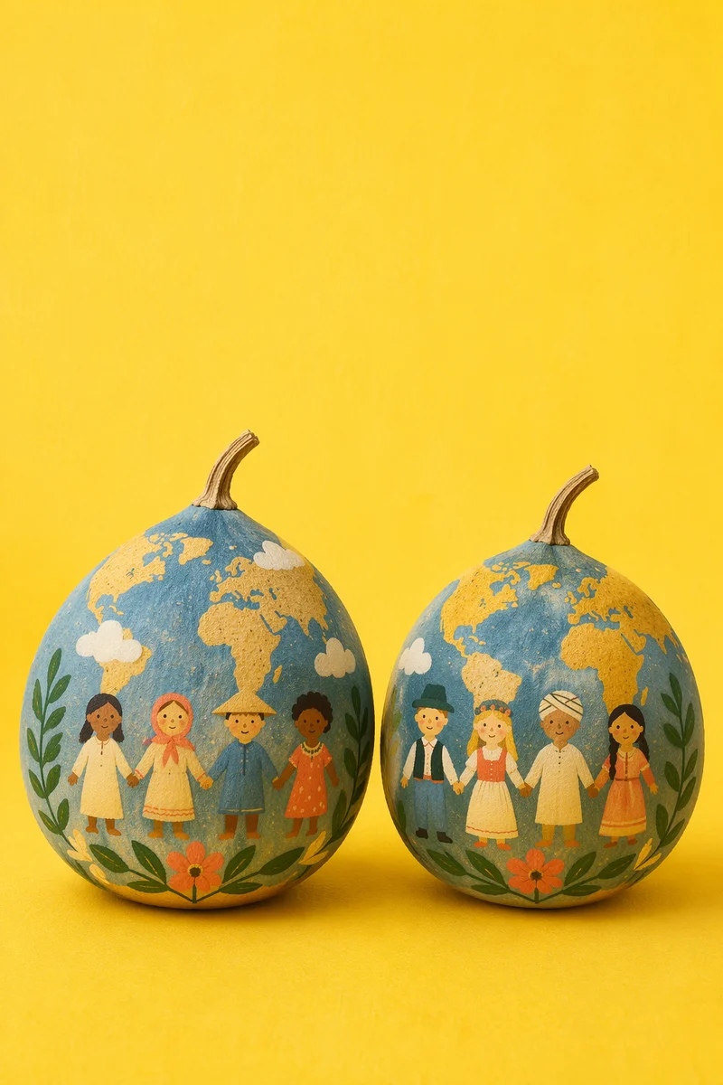Global Mission Background with Ornamental Gourds