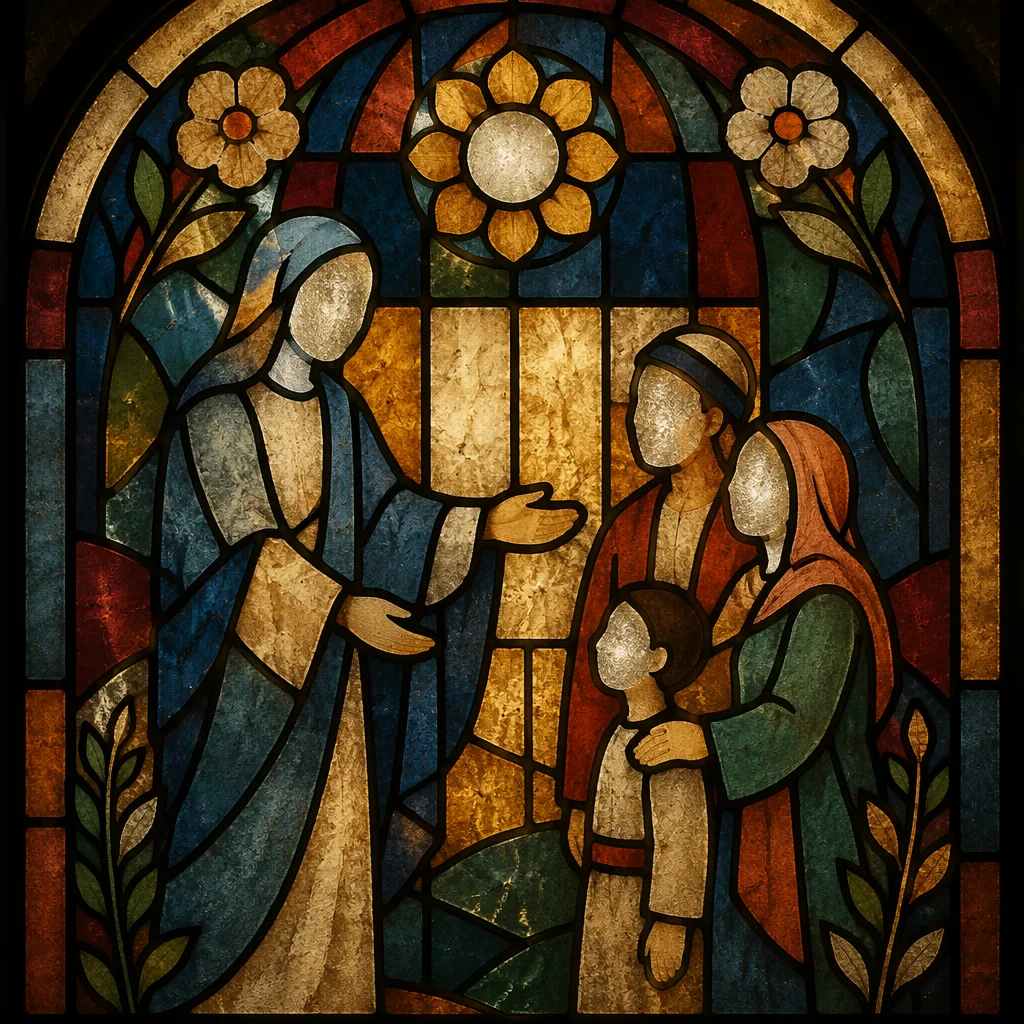 Stained Glass Justice and Mercy Background