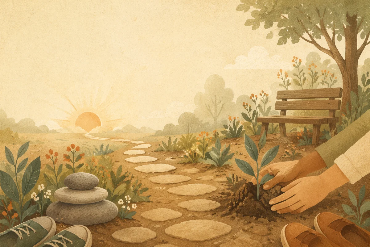 Micah 6:8 Garden Path at Sunrise