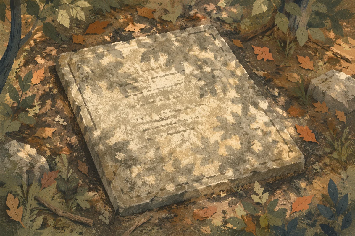 Contemplative Stone Memorial Forest Background