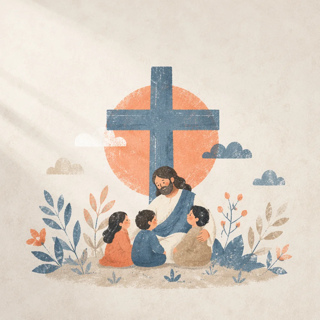 Minimalist White Cross on Warm Gray