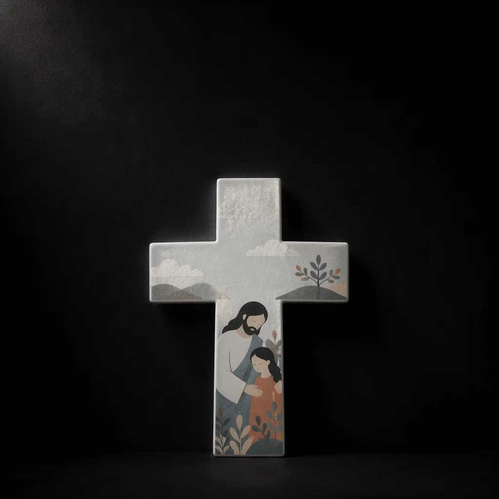 Minimal White Cross on Charcoal Background