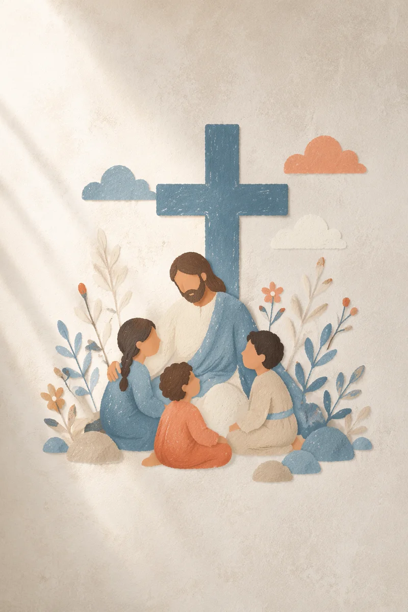 Minimalist White Cross on Warm Gray
