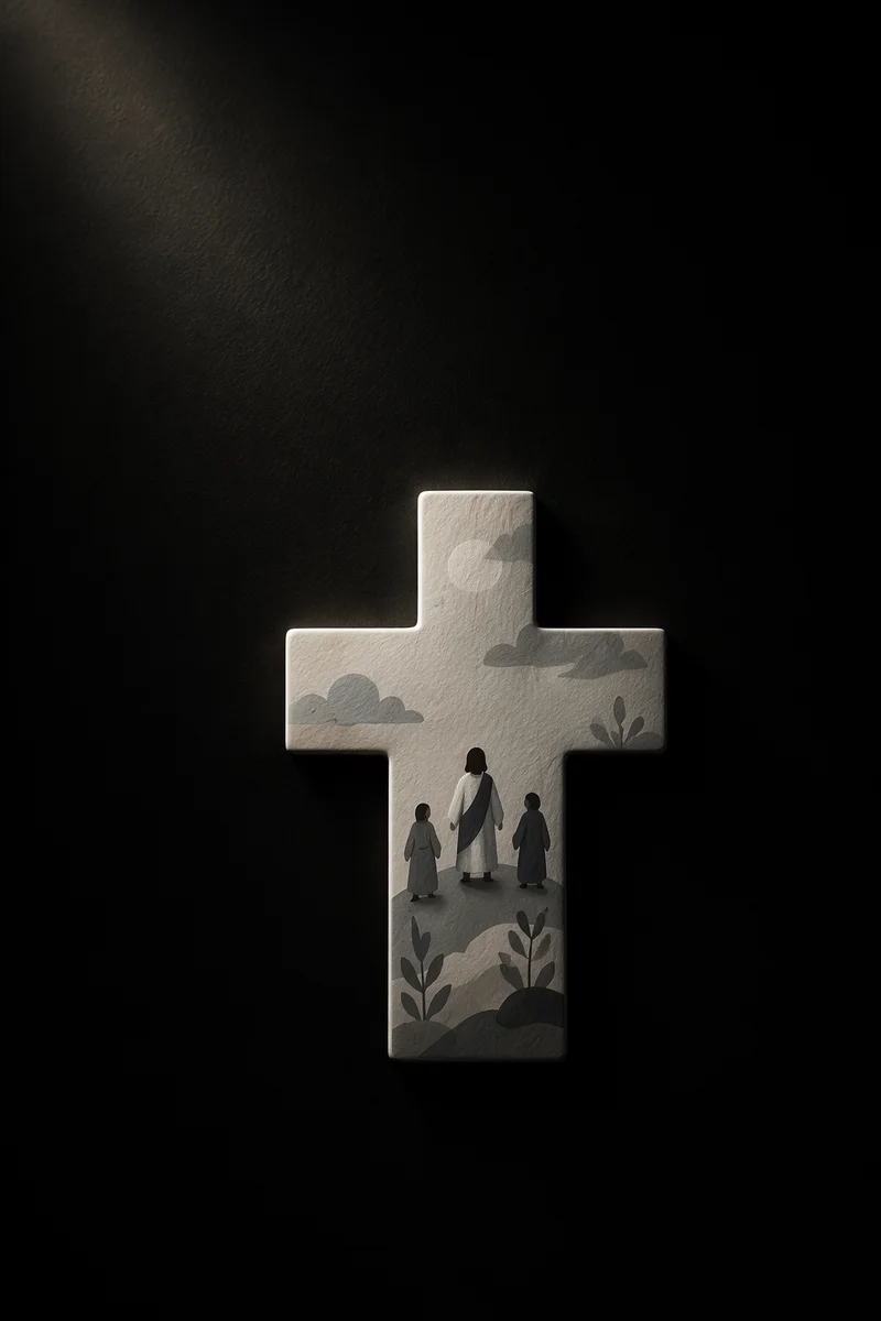 Minimal White Cross on Charcoal Background