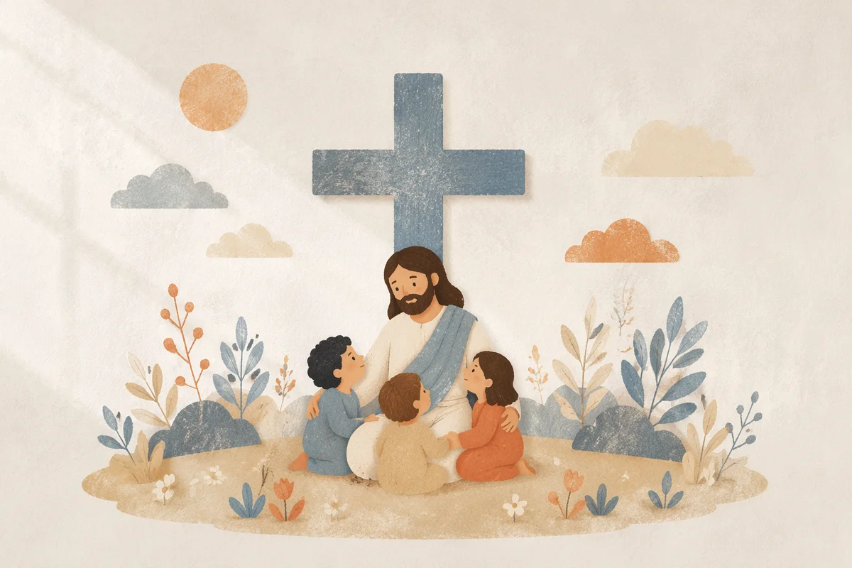 Minimalist White Cross on Warm Gray Background