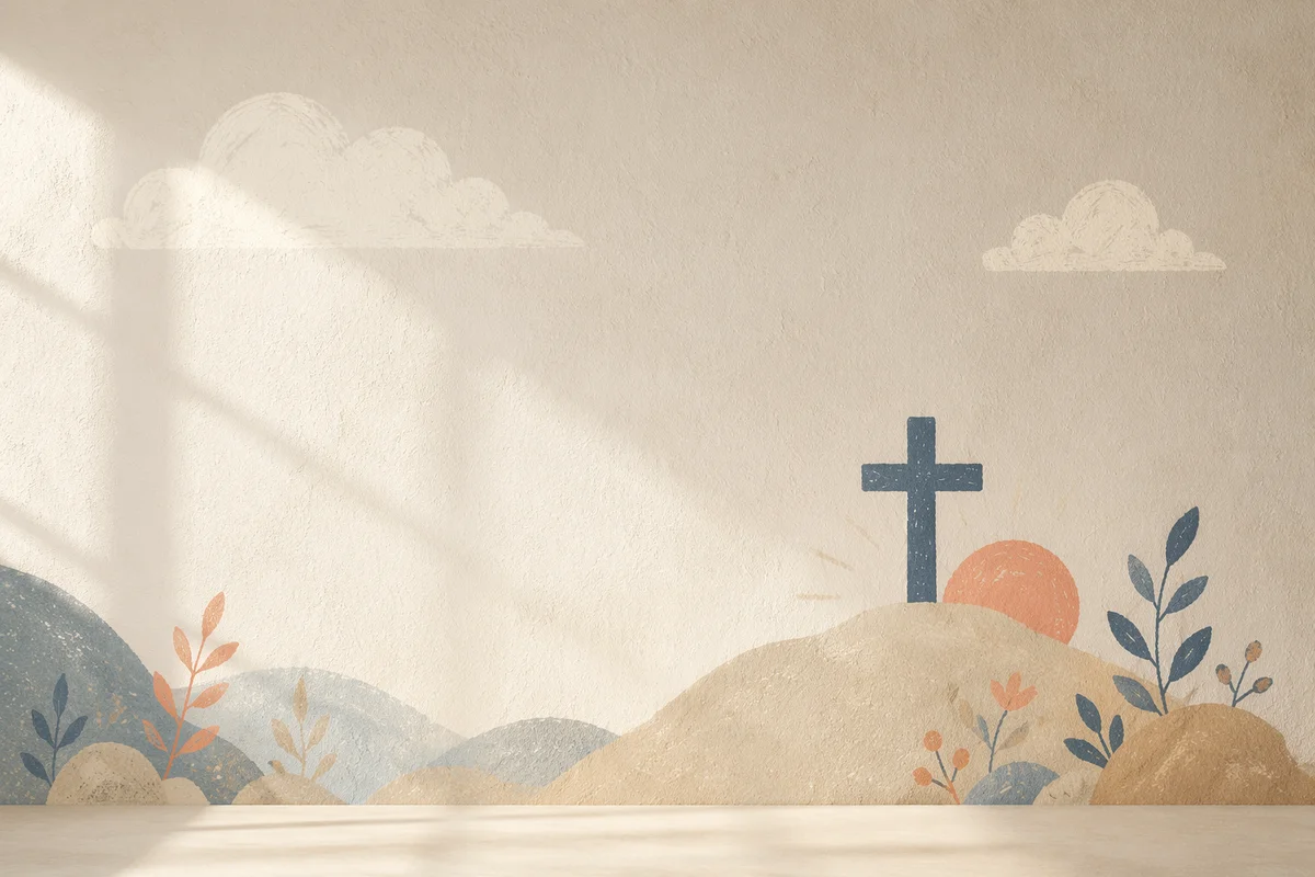 Minimalist White Cross on Calm Neutral Wall