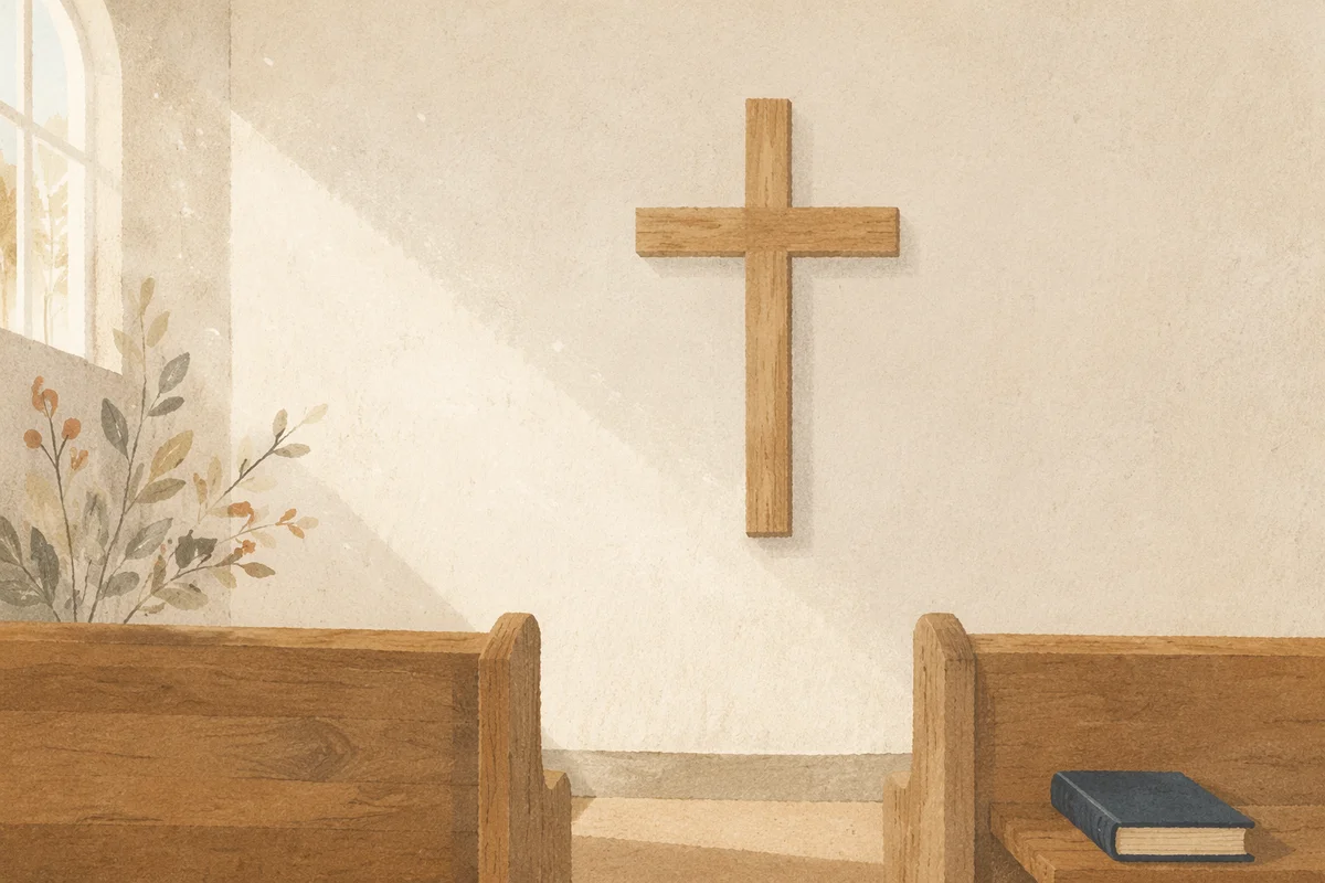 Minimalist Wooden Cross in Modern Chapel