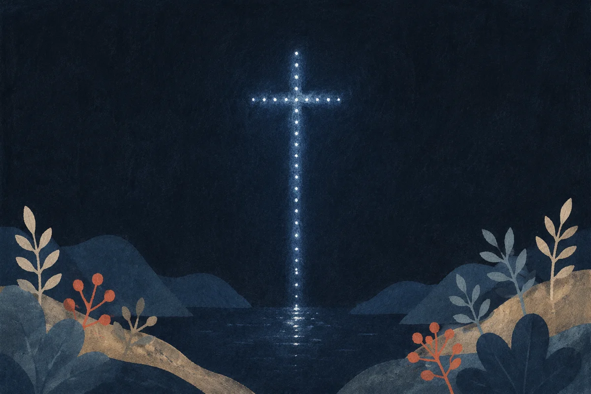 Minimalist Luminous Cross on Charcoal Background
