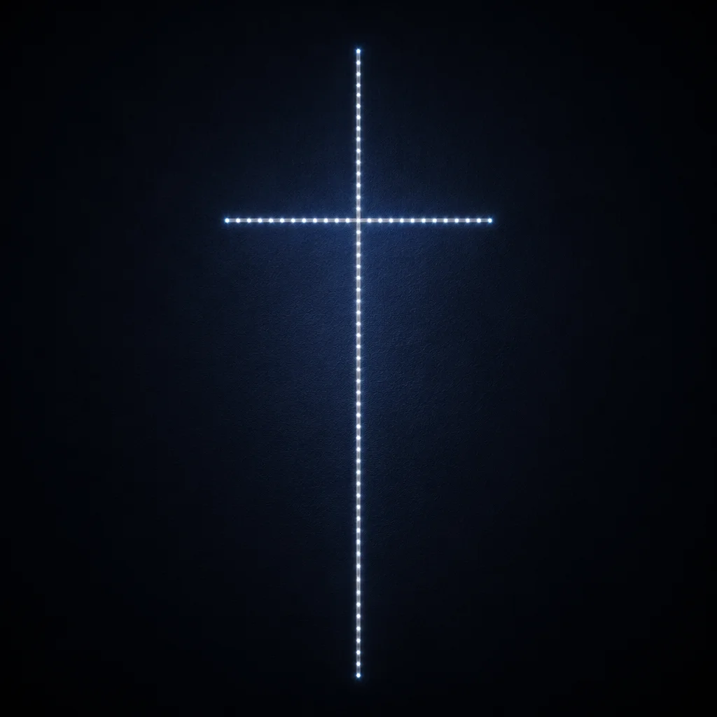 Minimal Luminous Cross on Charcoal Background