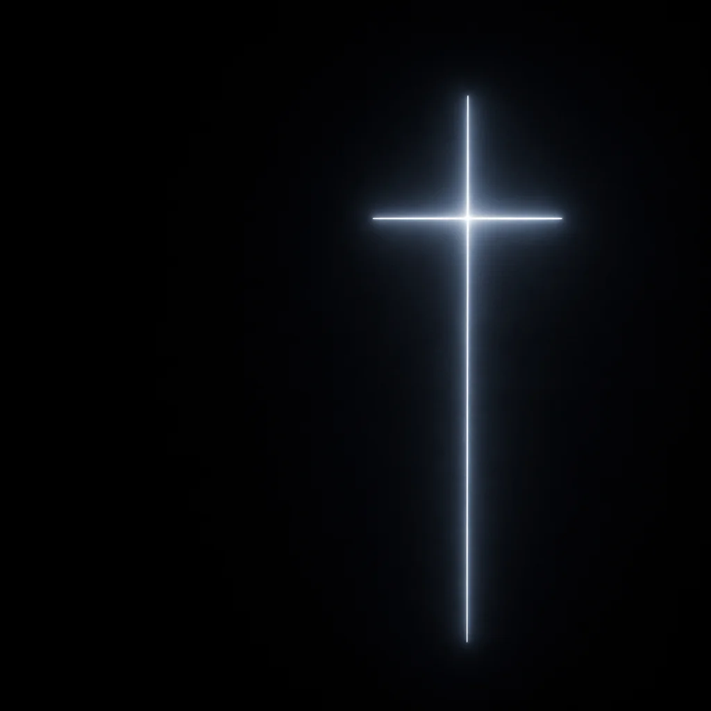 Minimalist Glowing Cross on Charcoal Background