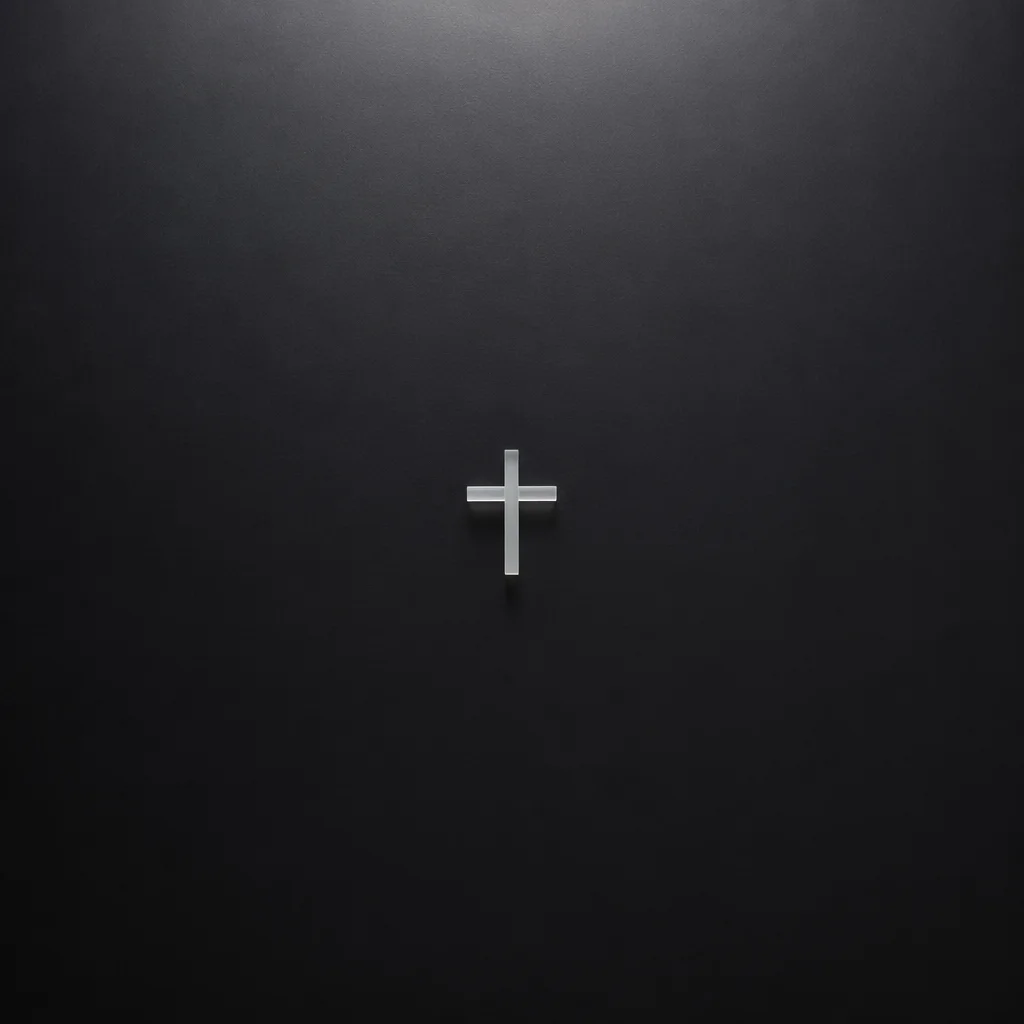 Minimal Frosted Cross on Charcoal Background