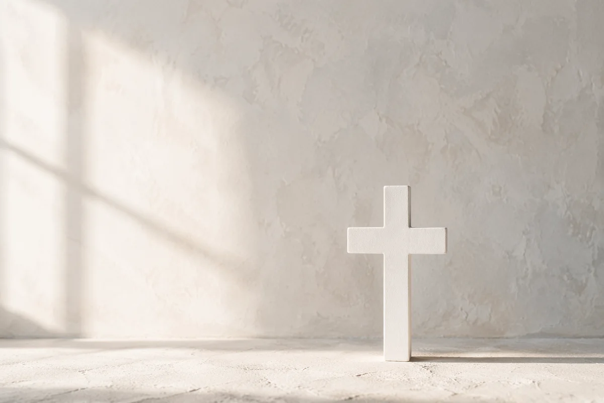 Minimalist White Cross on Clean Wall